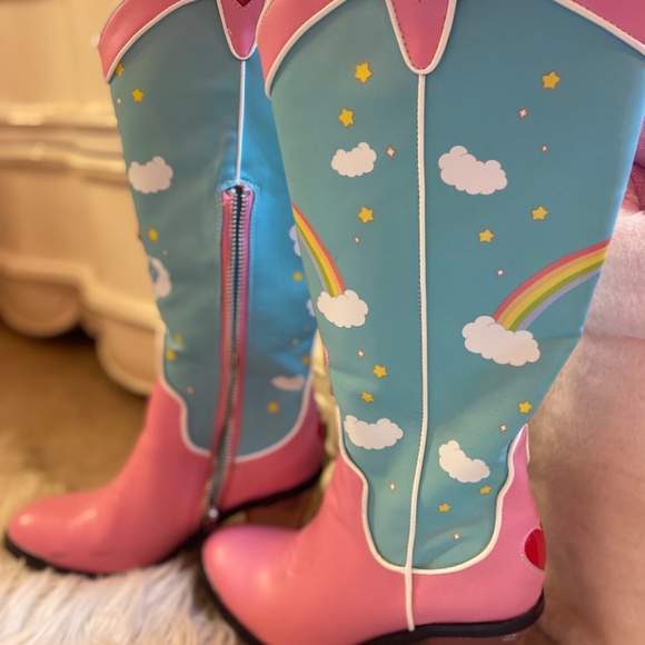 Dolls Kills Care Bear (Vintage) Leather Cowboy Boots Maximalism Heels size 8.5 - Picture 4 of 8